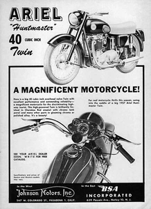 1957 Ariel Huntmaster Motorrad Original Anzeige - Bild 1 von 1