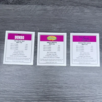 Monopoly Edición Disney 2001 Piezas de Repuesto Tarjetas de Título Dumbo Mermaid Beauty Foto 1 de 4
