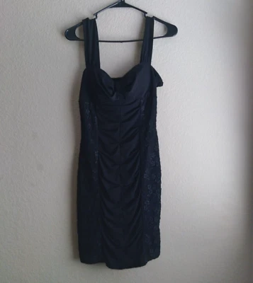 Vestido ceñido al cuerpo vintage Y2K Love Tease negro acanalado floral de encaje Foto 1 de 4