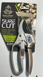 kent & stowe sure cut ratchet secateurs hard wood cleancut diecast handle 22mm - Picture 1 of 4