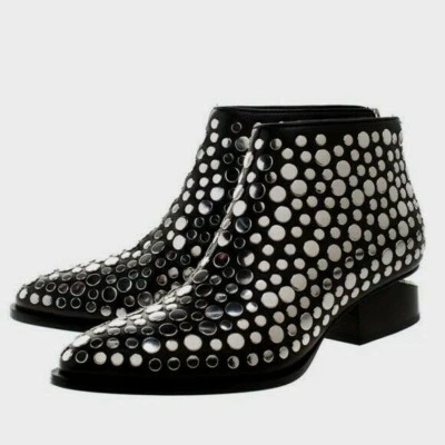 Alexander Wang Pasarela "Kori" Cuero Negro Botín Tachuelas Talla 38,5/8 Foto 1 de 4