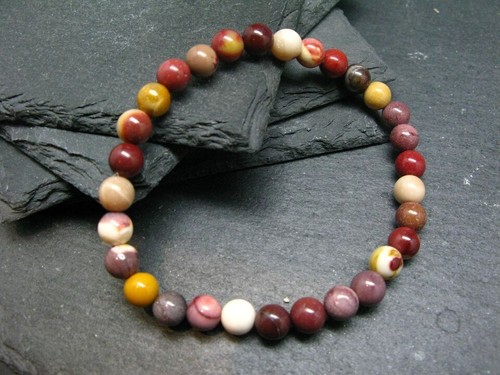 VALENTINO Mookaite Jasper Genuine Bracelet ~ 7.5 Inches ~ 6mm Round Beads