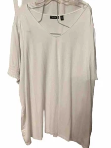 Susan Graver White Tunic Weekend Cotton Essentials 3/4 Sleeve V Neck Size 4XP - Picture 1 of 8