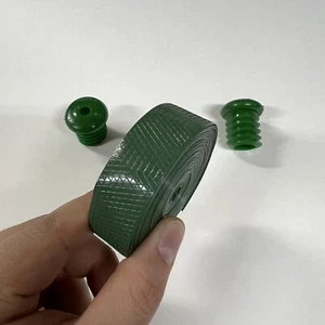 BICYCLE HANDLE BAR TAPE & PLUGS GREEN FITS SCHWINN SEARS MURRAY OTHERS NOS - Picture 1 of 9