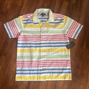 Tommy Hilfiger Big Boys L 16/18 Pop X Prep Short Sleeve Poplin Camp Shirt NWT - Picture 1 of 7