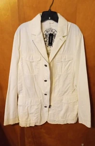 New Express Mens Button Up/Zip Cotton Blazer Jacket Cream NWT - Picture 1 of 8