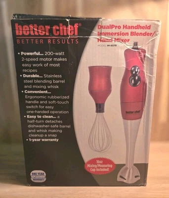 Better Chef  Hand Held Blender Pro 2 Speed IM-807R 200 Watts Dshwashet Safe Red - Image 1 of 4
