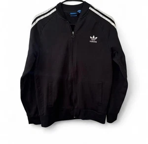 Adidas Jacket Boys Size XL Black Full Zip Up Track Sweater Kids - Picture 1 of 3