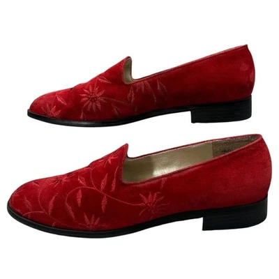 Mocasines bordados sin cordones de gamuza roja Laura Scott Lainey talla 10 Foto 1 de 4