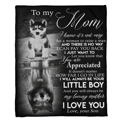 To My Mom Wolf Blanket From Son On Mothers Day Christmas Mother And Son Blanket - Image 1 of 4
