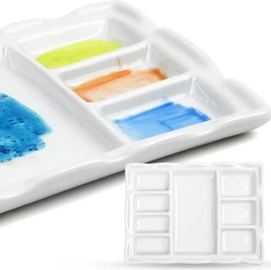Artist Ceramic Palette, 8 Well Rectangle Porcelain Watercolor Paint Palette for - Picture 1 of 12