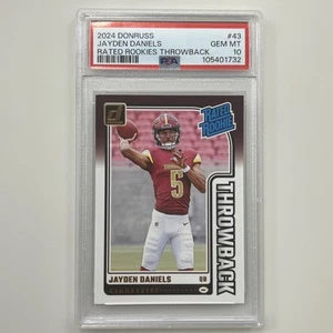 2024 Donruss Rated Rookies Throwback #43 Jayden Daniels PSA 10 GEM🔥 - Picture 1 of 2