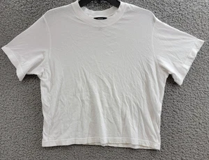 Aqua Athletic Cropped Tee Women's XS White Solid Crew Neck Short Sleeve Pullover - Picture 1 of 12