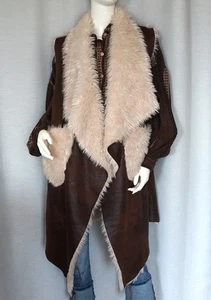 Hippie Pelzweste Faux Fur Wende Weste Fell Webfell Beige Braun 36,38,40,42, Neu - Bild 1 von 24