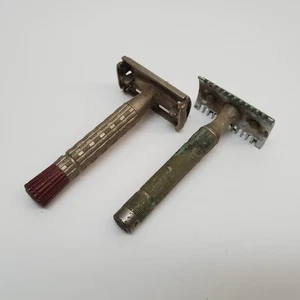 Rasoio di sicurezza vintage Voss Cut Co. Germany e 1956 Gillette punta rossa super velocità - Foto 1 di 14