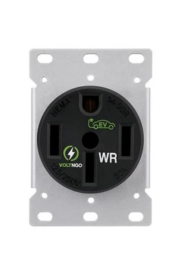 Enchufe cargador NEMA 14-50R EV, toma de 50 amperios 125/250 V, resistente a la intemperie, UL Lis Foto 1 de 4