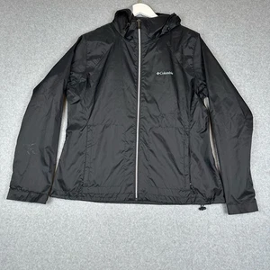 Columbia Switchback Rain Jacket Womens XL Black Hooded Lightweight Full Zip - Picture 1 of 17
