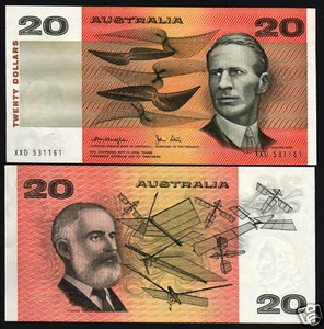 AUSTRALIA 20 DOLLARS P46 D 1979 SMITH AERONAUTICAL UNC JOHNSTON / KNIGHT NOTE - Picture 1 of 1
