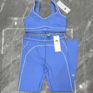 New AIo Yoga Sports Clothes Yoga Vest Leggings Blue Set Womens Gym Wear Size XL - Picture 1 of 6