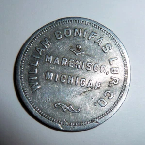 Trade Token MARENISCO Michigan W. Bonifas Lumber Co. GF 25c IM - Picture 1 of 2