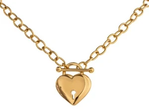Heart Pendant Necklace for Women Lock Chain Silver Gold Plated Jewelry Love Gift - Picture 1 of 19