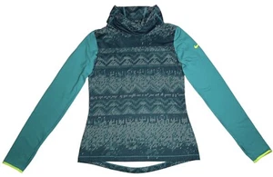 NIKE Pro Dri-Fit Thermal Shirt Size MEDIUM Teal Green Geometric Print Turtleneck - Picture 1 of 13