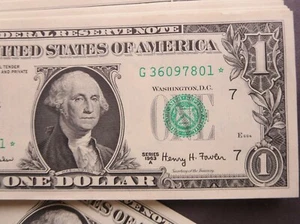 $1 1963 a federal reserve notes STAR 50 sequanced bills, 1 lot 22-011 - Picture 1 of 2