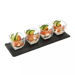 Schiefer Snack Dips Knabbereien Gläser Tablett Vorspeise Platte Tapas Servierschalen Set - Bild 1 von 5