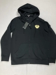 True Religion Black Long Sleeve Buddha Foil Zip Up Hoodie Sweatshirt Mens Large - Picture 1 of 12