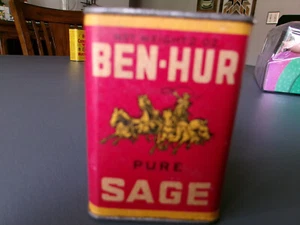 Ben-Hur Gewürzdose Pure Sage Powder Vintage Metall Blechdose American - Bild 1 von 3