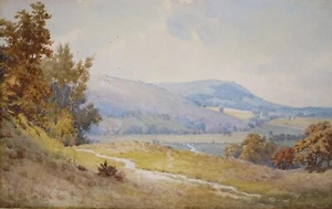 Elliot Haigh Marten (1866-1953) Watercolour painting. The Downs near Lewes. - Picture 1 of 10