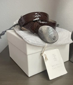 NWT BRUNELLO CUCINELLI Dark Brown Soft Genuine Leather Dress Belt XL /42/105 - Picture 1 of 8