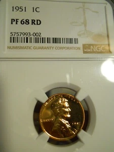 1951 Lincoln Cent NGC PF68 RED PR68 RD Light Frost on Reverse - Picture 1 of 5