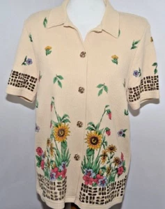 Cestas de jardín de colección KWBL Los Angeles bronceadas abotonadas texturizadas hechas en EE. UU. para mujer M - Imagen 1 de 10
