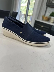 Grasshoppers Sz 8 Memory Foam Loafers Slip Ons Womens Boat Shoes Denim Blue - Picture 1 of 9