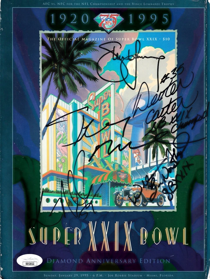 1994 49ers signed Super Bowl 29 program Steve Young Jerry Rice Norton Floyd JSA - Image 1 of 1
