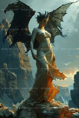 SUCCUBUS LILITH EVIL WOMAN ART PRINT, Demon Decor Poster, Allure Artwork C888 - Image 1 of 3