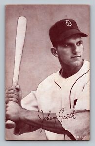 1947-66 Exhibits JOHNNY GROTH VG-VGEX Detroit Tigers Baseball Card