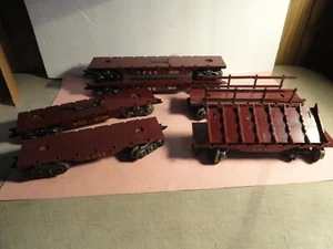 6-VINTAGE O SCALE MARX FLAT BED & DUMP TRAIN CARS FOR PARTS OR REBUILD ONLY - Picture 1 of 13