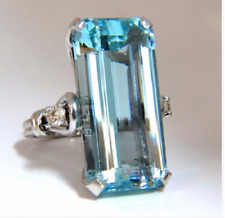 925 Silver 19.67CT (18*12) Natural "BLUE" Aquamarine CZ Engagement Gorgeous Ring