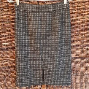Trina Turk Skirt Women's Small Black Wool Glen Plaid Tweed Knee Length Pencil  - Picture 1 of 6