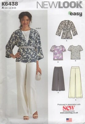 New Look Sewing Pattern 6438 EASY Kimono Jacket Top Trousers Size 10 - 22 New - Image 1 of 4