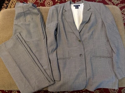 Land’s End 灰色裤子西装套装黑白聚乙烯混纺 6 码 (BL) — 第 1/4 张图片