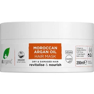 New Dr Organic Moroccan Argan Oil Hair Mask 200mL Dry & Damaged Hair - Picture 1 of 2