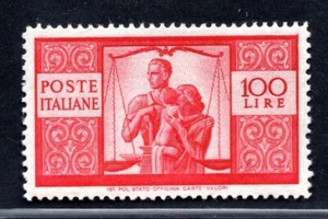 ITALY 1946 UNITED FAMILY 100 LIRE SCOTT #477 MINT NEVER HINGED VF–XF - Picture 1 of 2