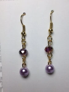 Pendientes de gancho franceses hechos a mano joyería lavanda chispa tblpr606 - Imagen 1 de 2