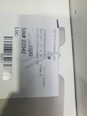 Parasol derecho pasajero 2007-2010, Chrysler Sebring LIMTD, 3,5, N.º de parte: 1HW52DW1AB Foto 1 de 4