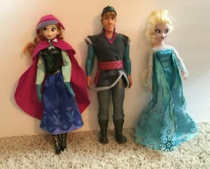 LOT OF 3 DISNEY FROZEN 12" DOLLS ELSA + ANNA + KRISTOFF - Bild 1 von 7