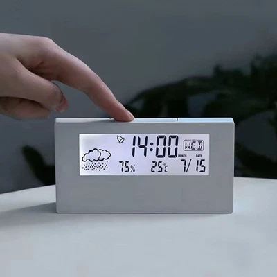Thermo-Hygrometer Uhr Wetteranzeige Elektronischer Wecker Kalender Schulgebrauch - Bild 1 von 4
