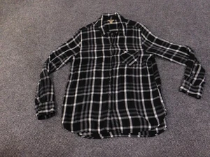 Camisa Woolrich Mujer Grande Negra Gris Cuadros Botón Frontal Rayón Suave - Imagen 1 de 13